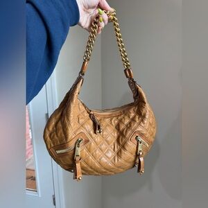 Vintage Marc Jacobs Y2K Banana Hobo Quilted Tan Leather Shoulder Bag